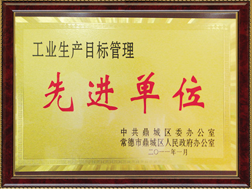 工業(yè)生產(chǎn)目標管理先進單位
